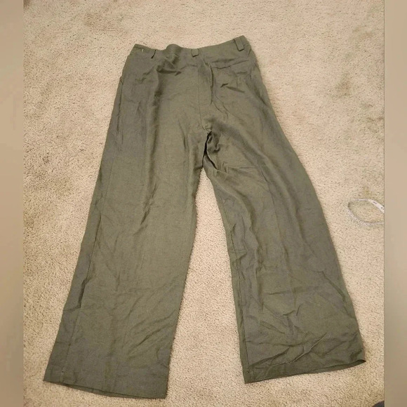 Lioness Olive Green Khaki High Waist Wide Relaxed Leg Pants Size M #D99 - Picture 3 of 5